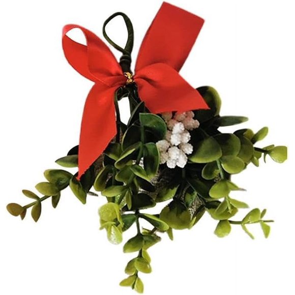 Woeilo Guirlande Artificielle Suspendue, Ornement de Guirlande Artificielle de Noël, Pic de Guirlande Artificielle avec Nœud Rouge Décoration de Guirlande pour Maison Vacances