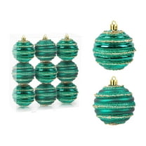 KOYPTL 9 Pcs Christmas Tree Ornaments Set 3.15 Inch Delicated Christmas Balls Ornaments Plastic Shatterproof Xmas Hanging Ornaments Christmas Decorations for Xmas Tree Home Decor Green