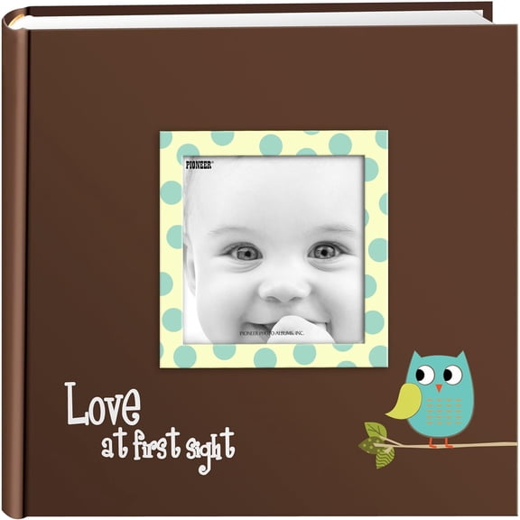 Pioneer Photo Albums Baby Designer Printed Frame Cover Photo Album 200 Pockets Hold 4x6 Photos, Owl Blue