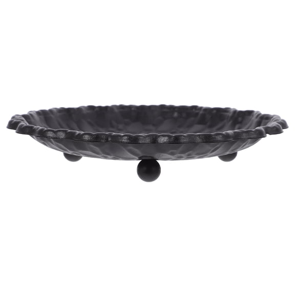 Hytrove Elegant Black Metal Candle Plate for Table Centerpiece Decor
