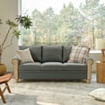 thumbnail image 2 of 81" Wide Farmhouse Sofa with Roll Arms, Striped Linen Fabric for Living Room Apartment, Charcoal, 2 of 6