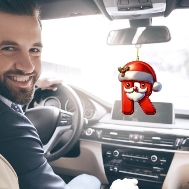 Colgante de Letra Navideña, Adorno Acrílico Personalizado para Árbol, Diseño Festivo Rojo, Decoración para Fiestas, para Colgar En Árbol o Porche, Regalo para Familiares y Amigos, 26 Opciones de Letr