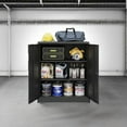 thumbnail image 2 of MIIIKO Lockable Storage Cabinet, Small Metal Garage Cabinet with Doors and Shelves, 35.4" Height Base Locker Cabinets 2 Doors, 2 of 6