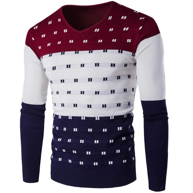 QIPOPIQ Men's Essential Long Sleeve Cotton V-Neck Pullover Sweater Clearance