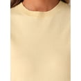 thumbnail image 5 of INSPIRE CHIC Women's Ribbed Knit Top Crew Neck Lantern Short Sleeve Casual Blouse, 5 of 5