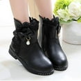 thumbnail image 6 of Staki Little Girl Boots Kids Ankle Boots Girls Side Zipper Lace up Work Boots(Black,15 Little Kid), 6 of 7