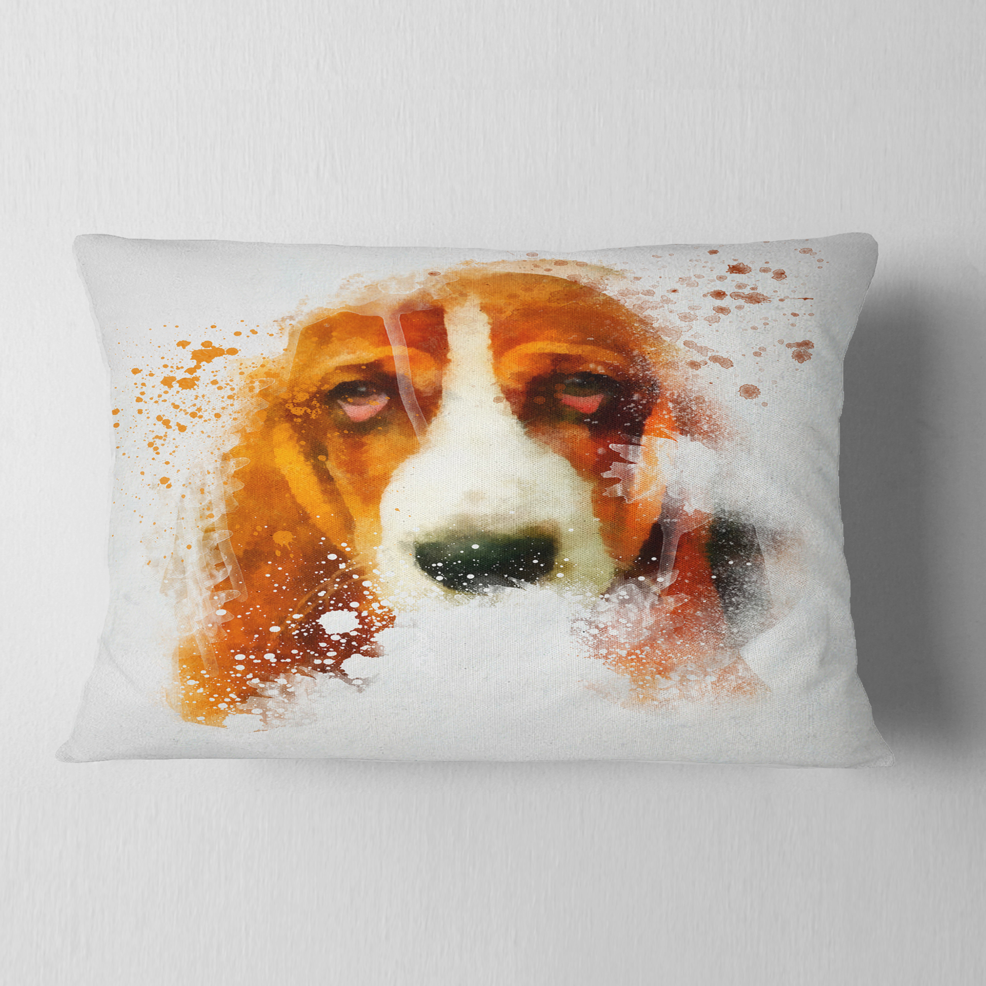 Designart Sober Brown Dog Portrait - Animal Throw Pillow - 12x20