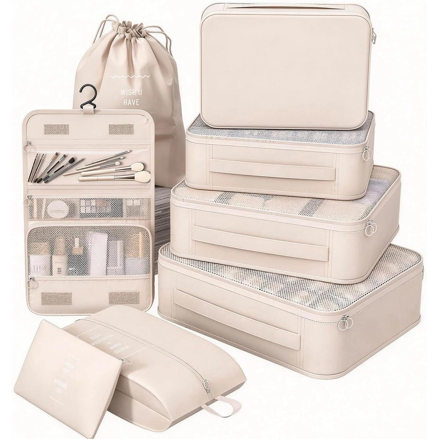 8 Set Packing Cubes for Travel,Suitcase Organizer Bags for Luggage with Shoe & H
