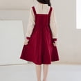 thumbnail image 5 of EnJoCho Teen Girls Long Sleeve Midi Dress Summer Ruffl𝖾s A-Lined Sundress Kids Button Pleated Casual Elegant Shirt Dress, 5 of 9