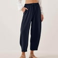 thumbnail image 2 of UAMVSH Capri Pants for Women Baggy Wide Leg Harem Capris with Pockets Casual High Waist Drawstring Lightweight Cropped Pants, 2 of 7