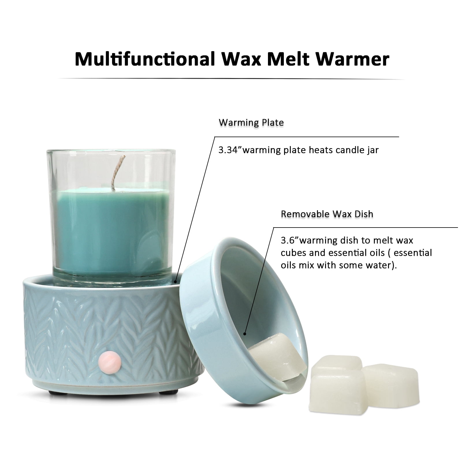 PALANCHY Wax Melt Warmer Ceramic 3-in-1 Oil Burner Electric Candle Wax Warmer Burner Melter Fragrance Warmer for Scented Waxs Home Office Bedroom