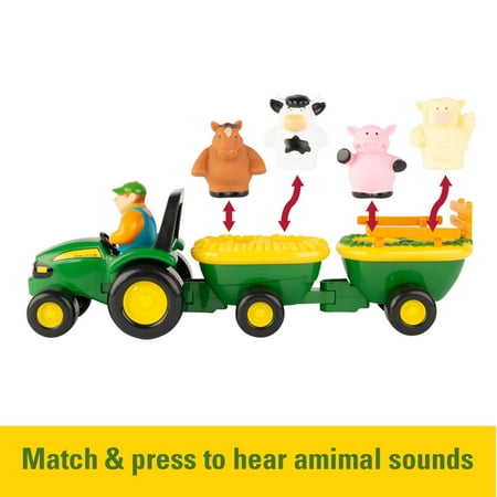 John Deere Animal Sounds Hayride Preschool Matching & Musical Tractor Toy, 6 Pieces