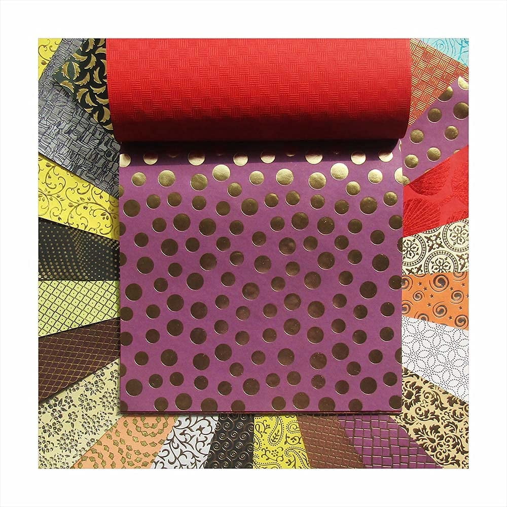 Paperhues Foil Fancy Collection Handmade Scrapbook Papers 12x12" Pad, 24 Sheets.
