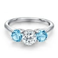 thumbnail image 3 of Gem Stone King 925 Sterling Silver White Topaz and Swiss Blue Topaz Engagement Ring for Women | 2.20 Cttw | Round 6MM | Gemstone November Birthstone | Size 7, 3 of 6