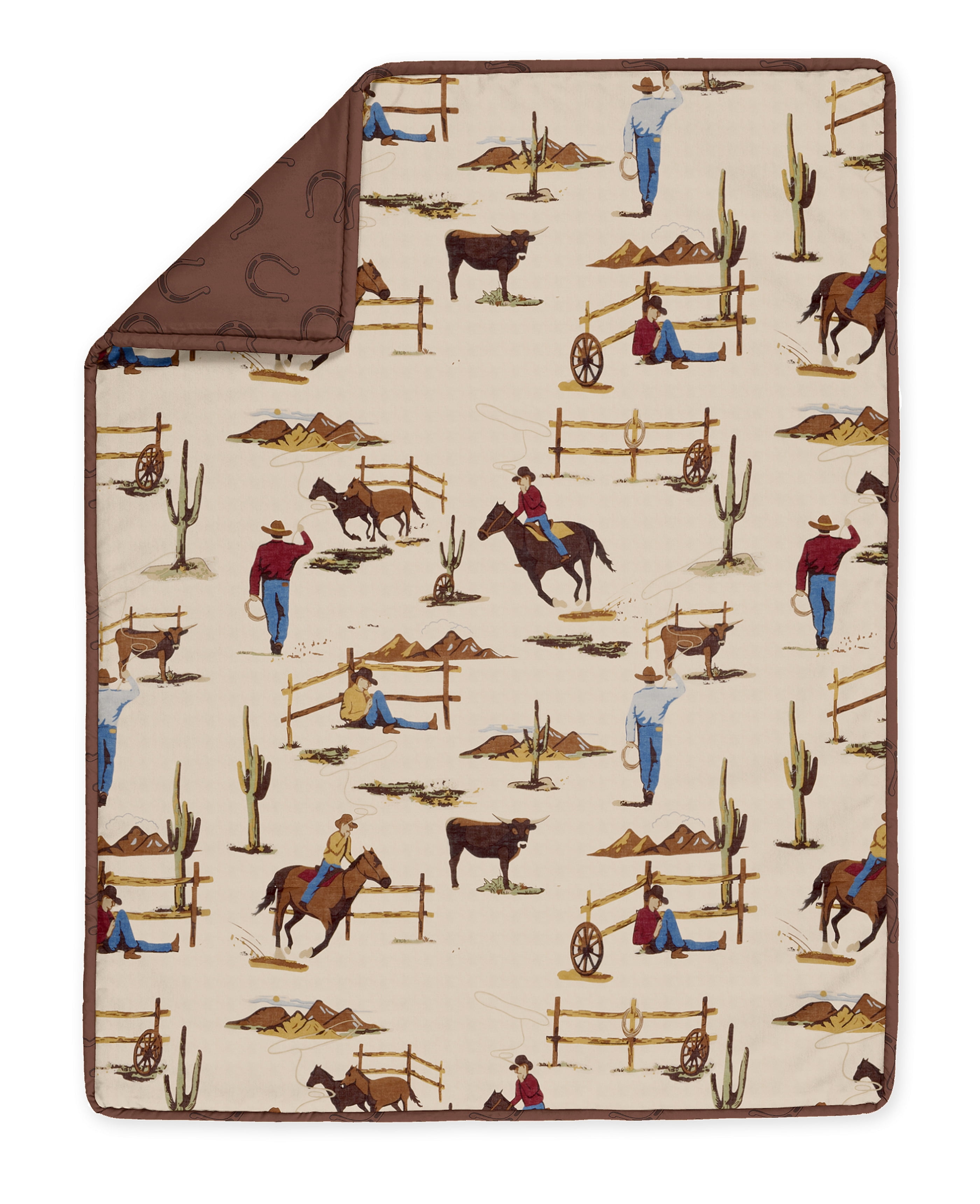 Sweet Jojo Designs Wild West Cowboy Brown Red Blue 4 Piece Crib Bedding Set
