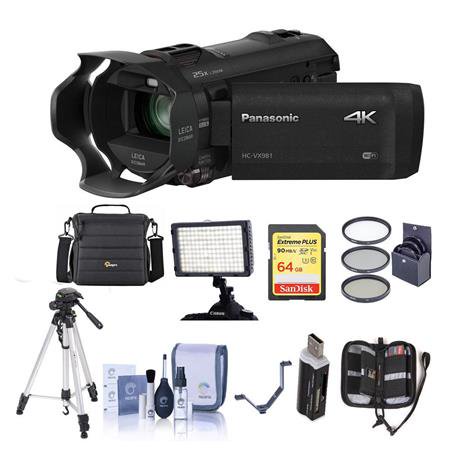 UPC: 0840014170531 | HC-VX981K 4K Ultra HD Camcorder with 4K Photo Capture  Wi-Fi – Bundle with Video Bag  64GB Class 10 U3 SDXC Card  Cleaning Kit  49mm Filter Kit  Memory Wallet  Video Light  Tripod and More