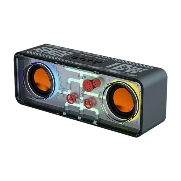 Altavoz Bluetooth Subwoofer Regalo de cumpleaños Soporte para tarjeta TF AUX LED Luz colorida Altavoz portátil para fiesta en casa Negro