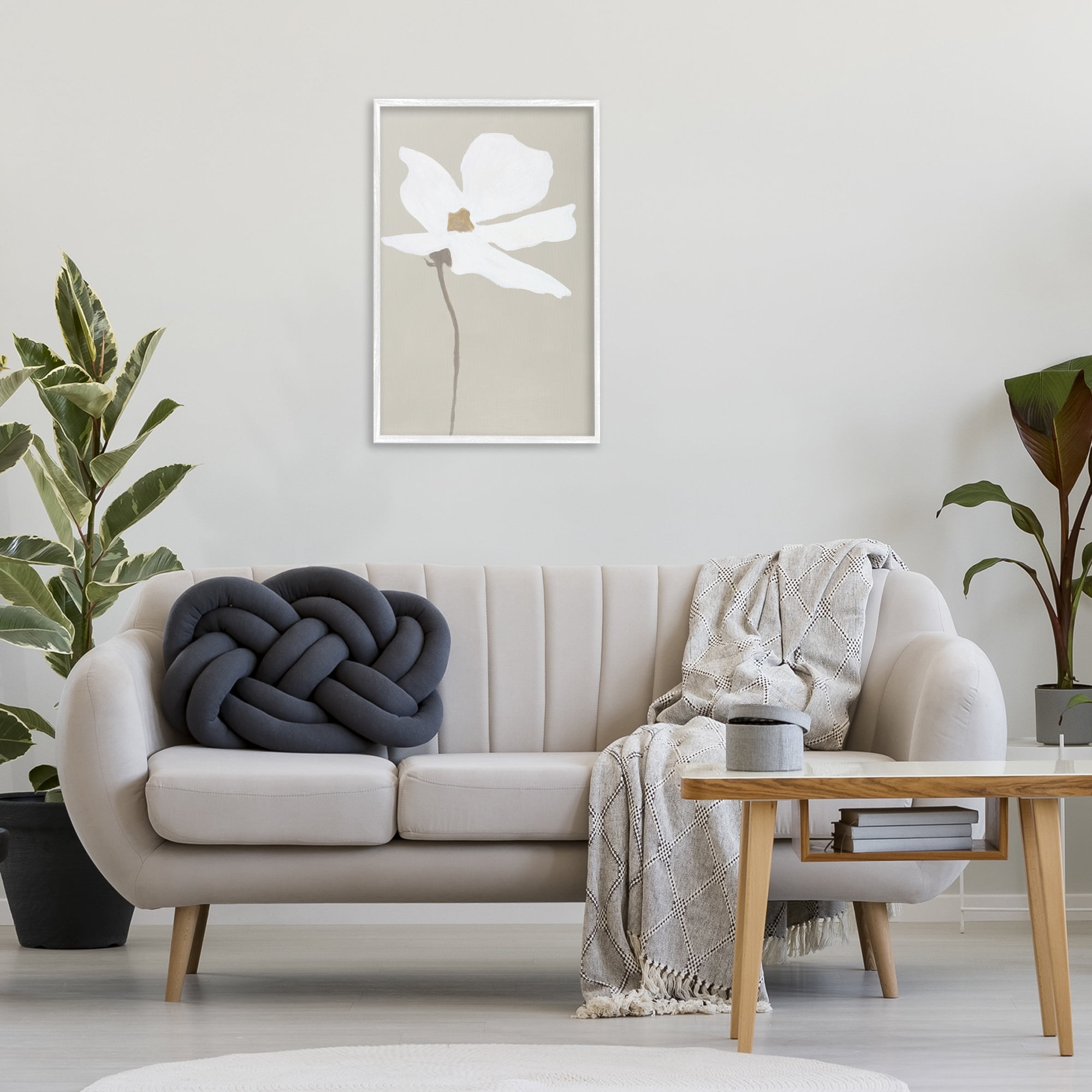 Stupell Industries White Flower Sprout Botanical & Floral Painting White Framed Art Print Wall Art, 20 x 30