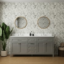 Allreno - 72" Free Standing Double Bathroom Vanity Cabinet in Gray with Carrara