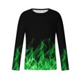 thumbnail image 4 of Blczomt Long Sleeve Compression Shirts for Men Green Flame Crew Neck Graphic T Shirt 2xl, 4 of 5