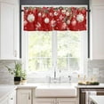 thumbnail image 2 of Christmas Red Kitchen Curtains and Valances Set, Rod Pocket Curtains Tier Farmhouse Window Curtains 24 Inch Length, Winter Xmas Snowflake Flowers Ball Leaves 3 Piece Kitchen Curtains Set, 2 of 6
