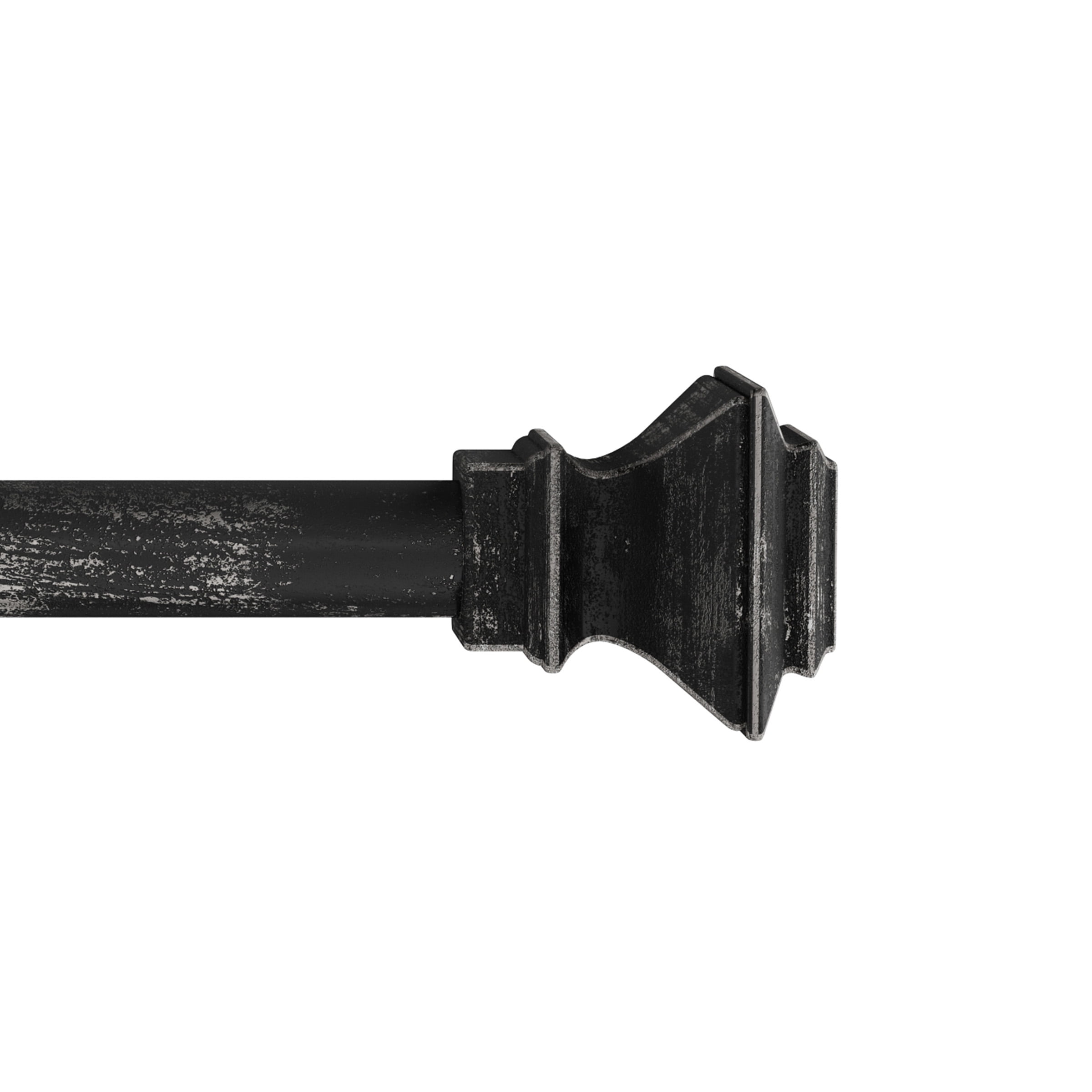 Curtain Rod-Modern Square Finials -48-84'-Black