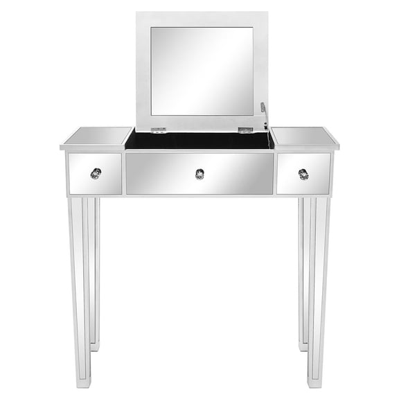 GoDecor Vanity, Mirrored Flip-Top Mirror Makeup Table,  1 Drawers and Jewelry Storage Dressing Table ,