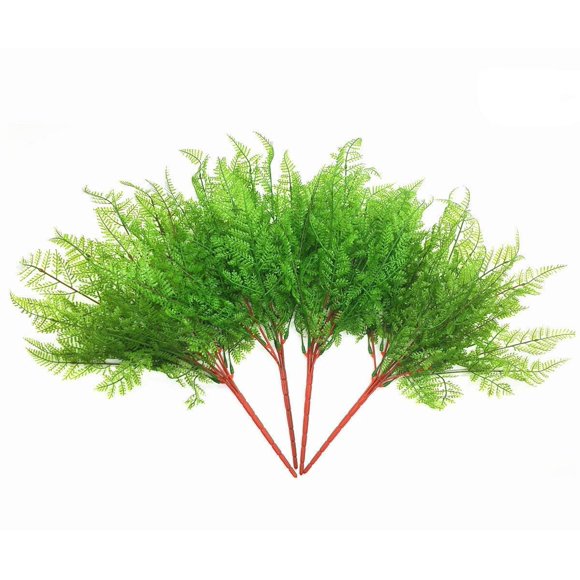 Arbustos artificiales CATTREE, hojas de helecho de plástico, 47 cm, 4 unidades