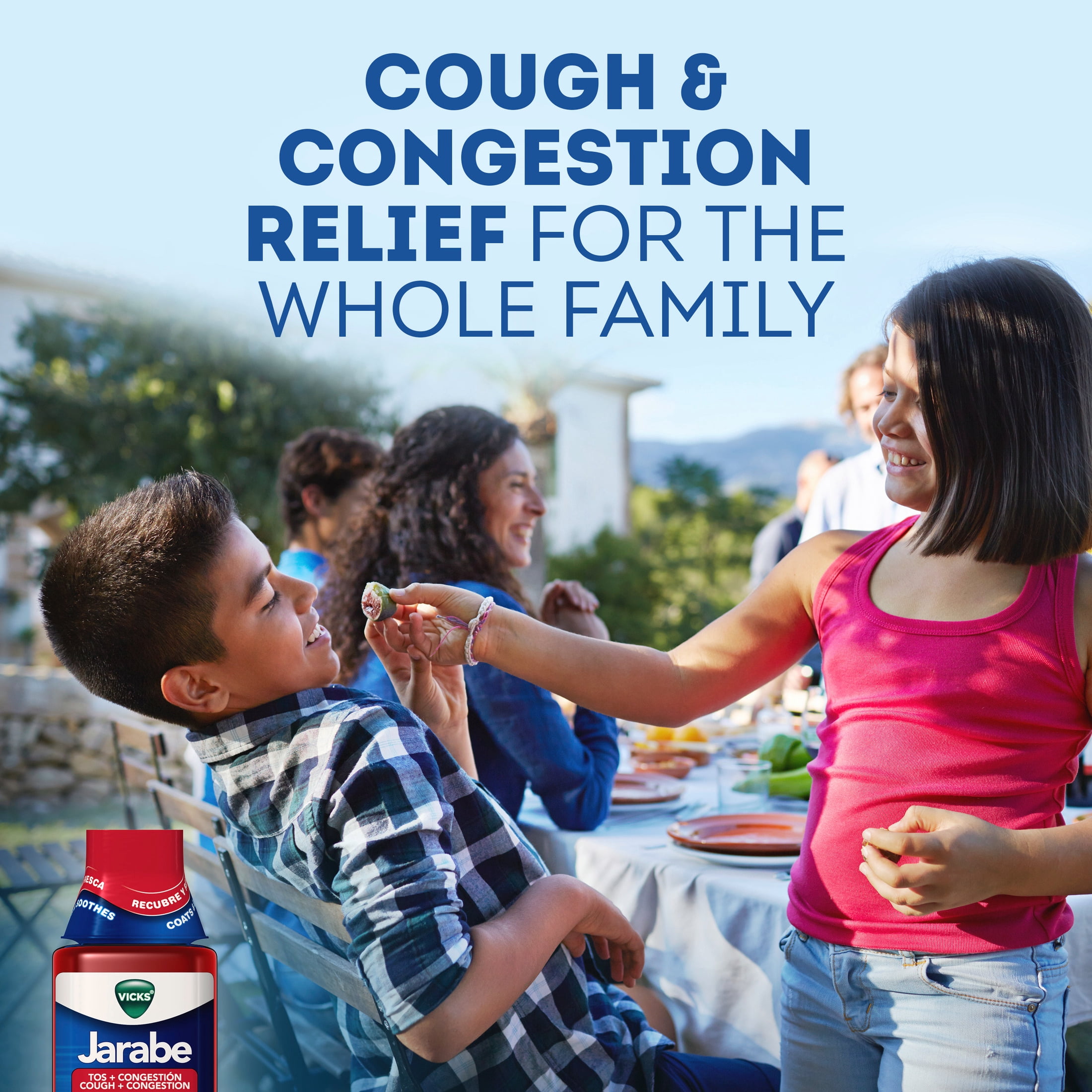 Vicks Jarabe Cough and Congestion Cold Liquid over-the-Counter Medicine, Cherry Flavor, 8 fl oz