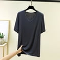 thumbnail image 2 of biudgviw Women's Plus Size Tops Casual Short Sleeve V Neck T Shirts Oversized Soft Modal Basic Tees Summer Undershirts, 2 of 5