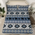 thumbnail image 2 of Homewish Boho Tribal Aztec Bed Sheets,Jungle Animal Bear King Sheets,Blue Gray Sheet Set For Men Women,Super Cozy Room Decor,4-Piece, 2 of 7