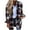 Red, variant on IROINNID Women's Casual Short Jacket Turndown Lapel Plaid Shacket Long Sleeve Outwear, Gray