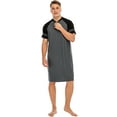 thumbnail image 4 of LELINTA Big & Tall Mens Robes Sleep Shirts Short Sleeve Nightshirts Sleepwear Henley Long Nightshirt Nightwear, 4 of 6