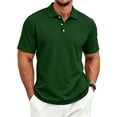 thumbnail image 2 of Domuza Polo Shirts for Men Cotton Short Sleeve T-Shirts 3 Buttons Classic Fit Casual Lightweight Breathable Golf Shirts Dark Green 3XL, 2 of 8