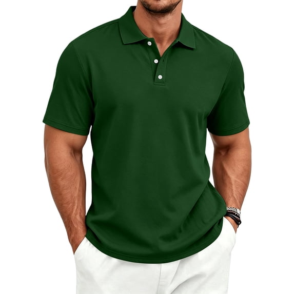 Polo Shirts for Men Cotton Short Sleeve T-Shirts 3 Buttons Classic Fit Casual Performance Golf Shirts, 3XL
