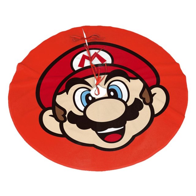 Falda para árbol de Navidad de Mario, suave y divertida, decoración navideña de granja con cuello para árbol de Navidad de 48"