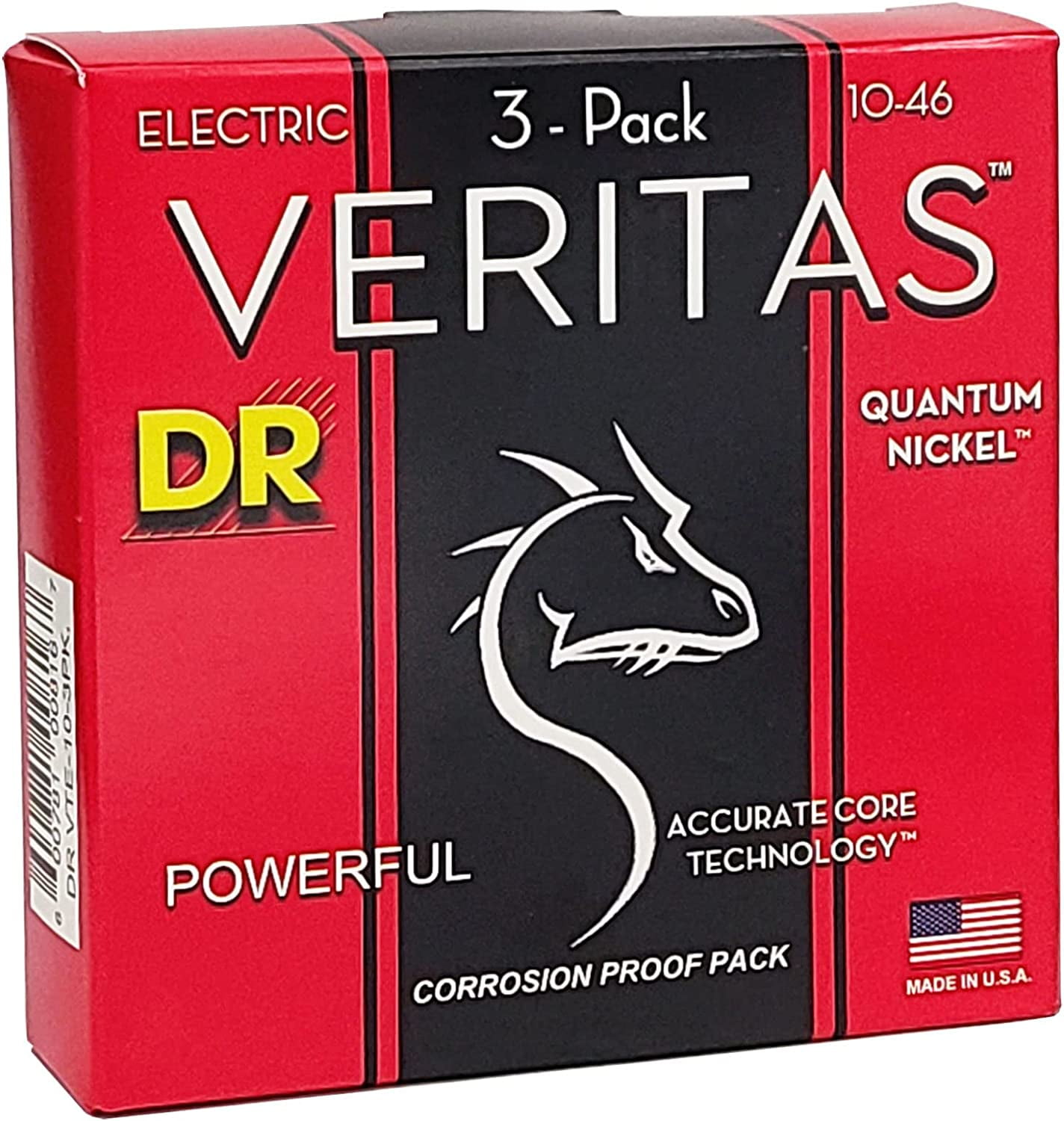 DR Strings VERITAS Uncoated Accurate Core Technology Electric Guitar Strings 3-Pack Medium (10-46)