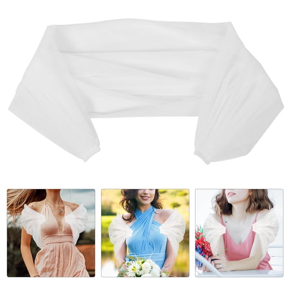 Pawsdot Detachable Wedding Dress Arms Wedding Dress Sleeve Mesh White 1Pack For Women