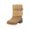 Beige, variant on Beige Womens Winter Casual Booties Round Toe High Chunky Heel Belt Buckle Fur Lined Warm Comfort Shoes