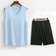 thumbnail image 4 of Conjunto Deportivo de los Hombres, Moda Casual de Color Sólido Cuello en V sin Mangas de Elasticidad Superior para el Desgaste Al Aire Libre, Traje Atlético de Humedad, 4 of 5