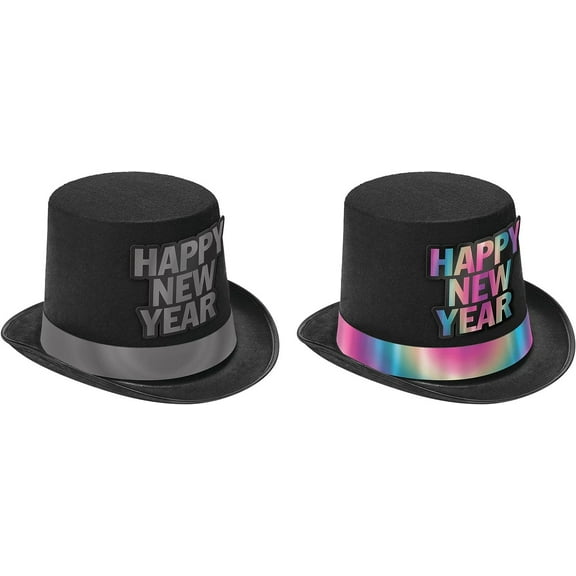 Amscan 251196 Happy New Year Illuminating Top Hat, Black