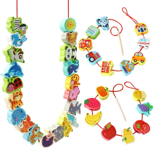 Enhebrando cuentas Montessori de BMTOYS para más de 3 años