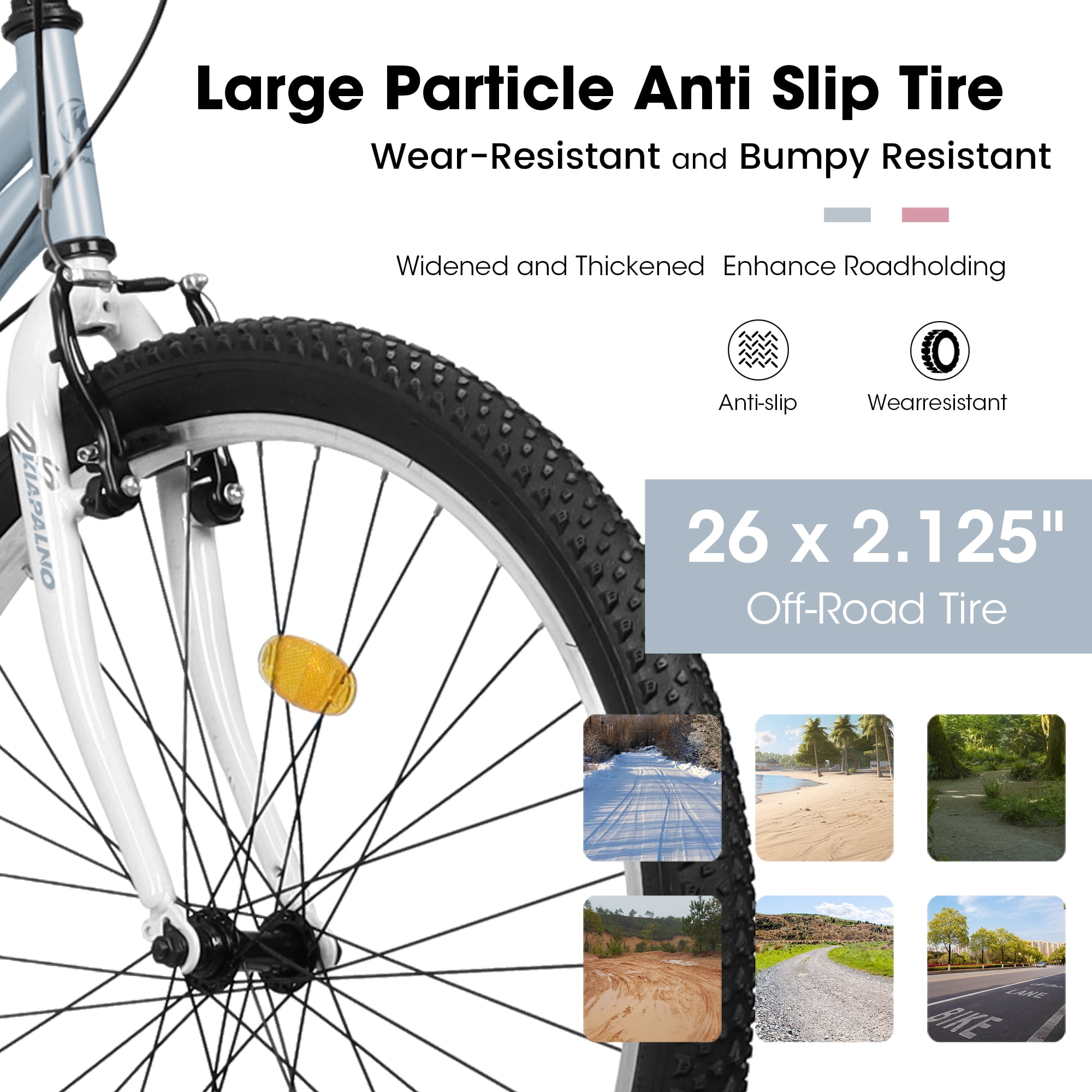 26 Inch Mountain Bicycles, 21 Speed Bike for Womens Mens, Female Bicycles V-Brake Outdoor Cycling Snow Commuting City Bike to School Work