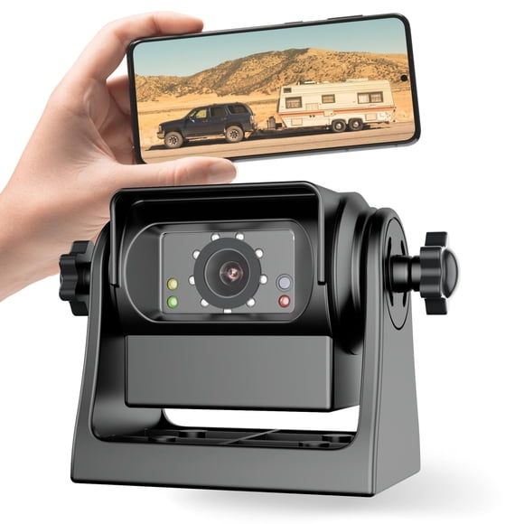 EWAY WiFi Magnetic Hitch Wireless Backup Rear/Front View Camera Rechargeable Battery for Easy Hitching of Gooseneck Horse Boat Travel Trailer/Fifth W