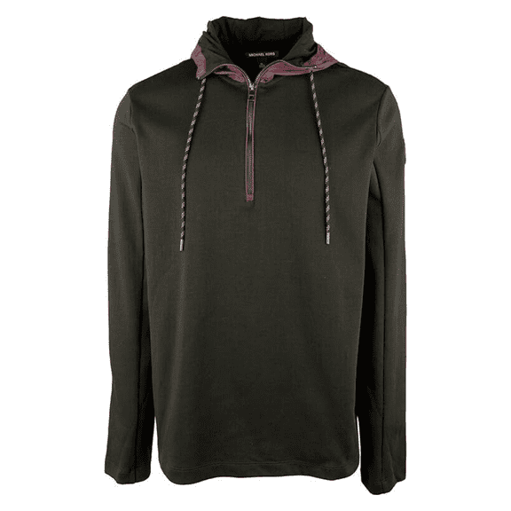 $148 Michael Kors Men's Hooded Quarter Zip Pullover, Black, Sz XL