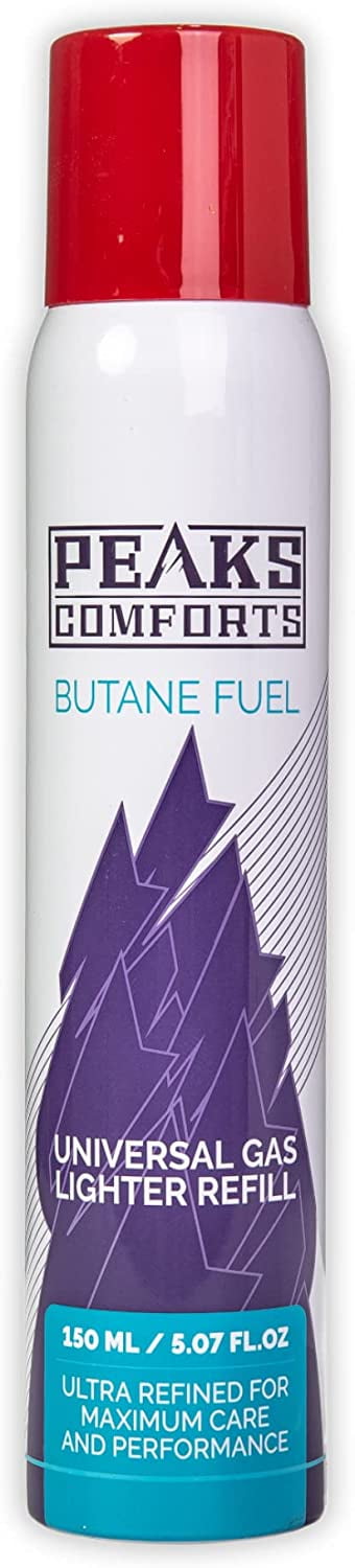Peaks Comforts Butane Refill for Torch Lighter, 150 ml Butane Fuel Canister,Ultra Refined Lighter Fluid Refill Compatible with Crème Brulee Kitchen Torch, Refillable Candle Lighter