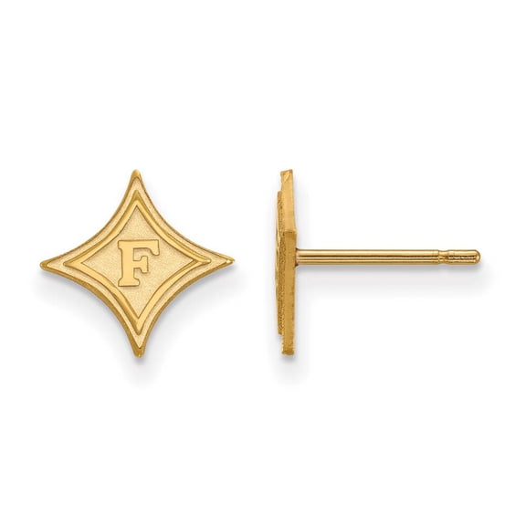 10k Yellow Gold Official Licensed Collegiate Furman University (FU) XS Post Earrings