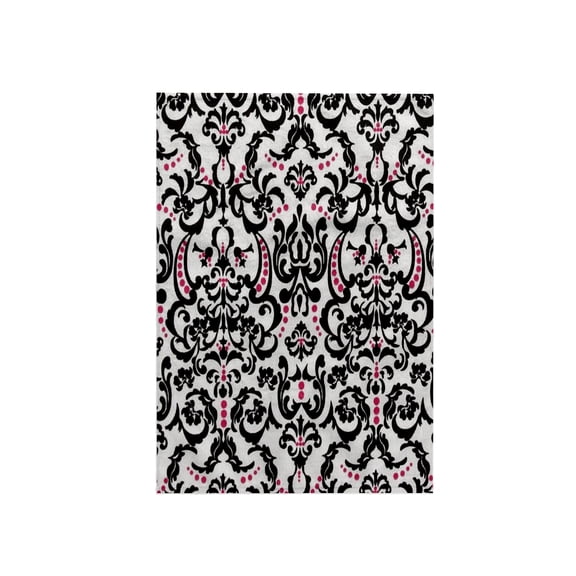 3dRose, Black White n Hot pink Barque Damask, 15x22 Hand Towel