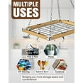 thumbnail image 4 of Cooks Standard Classic Ceiling Wood Pot Rack, 24x18 Inch Heavy Duty Hanging Cookware Organizer with Metal Grate & Solid Cast Aluminum Hooks, Movable Tracks Design, 4 of 6