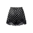 thumbnail image 2 of Shorts de mujer de pierna ancha con estampado de lunares y ribete de encaje para el verano, ideales para uso diario, viajes y fiestas., 2 of 7